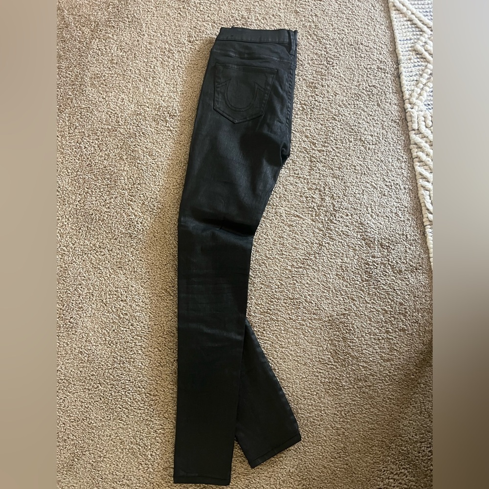 True religion shiny black skinny jeans